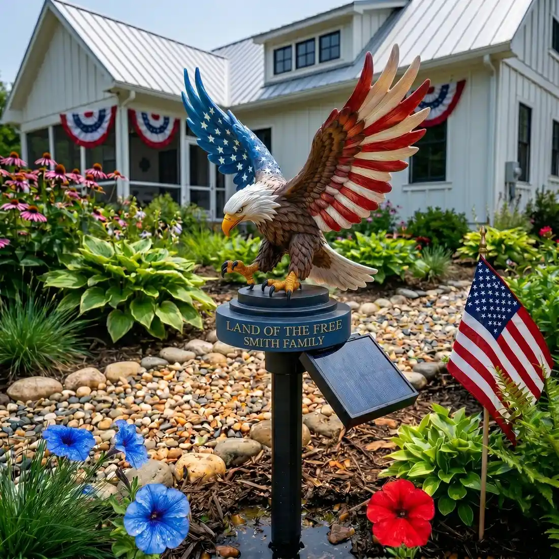 Personalized Solar Eagle Garden Light American Freedom Tribute